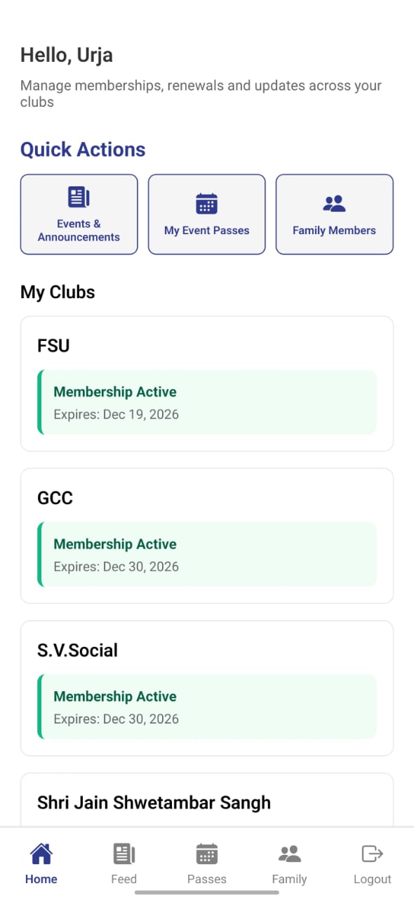Club events and announcements