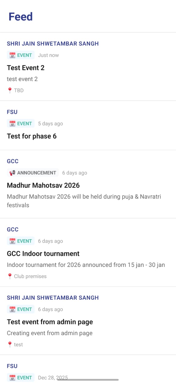 Unified feed across clubs